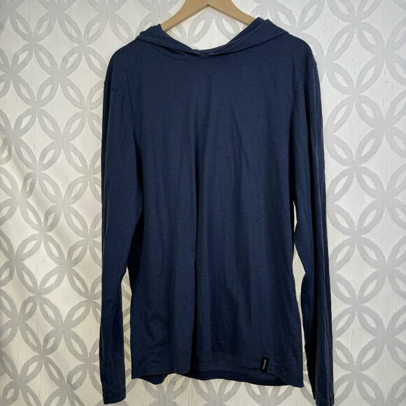 Prana Men’s Heather Blue Hooded Long Sleeve Tee Size L - Picture 2 of 5